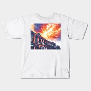 Colorful New Orleans French Quarter Watercolor Sunset Kids T-Shirt